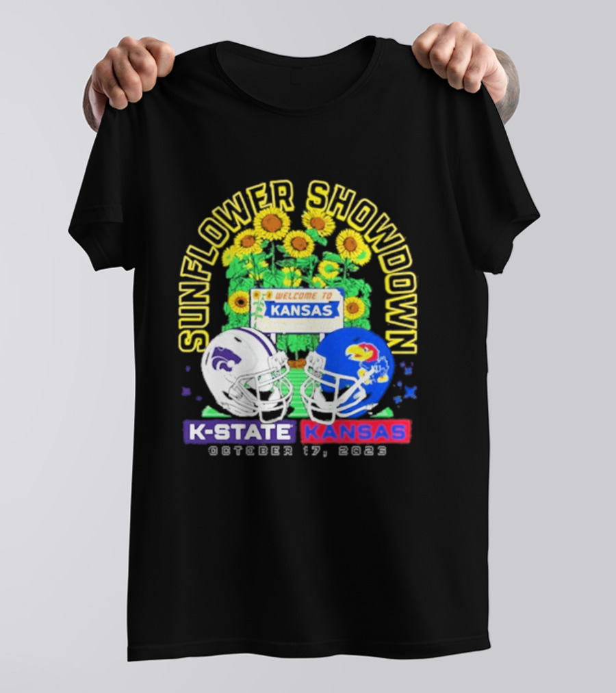 Sunflower Showdown K State Wildcats Vs Kansas Jayhawks October 17 2026 Welcome To Kansas Rivalry T-Shirt