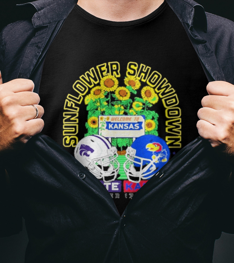 Sunflower Showdown K State Wildcats Vs Kansas Jayhawks October 17 2026 Welcome To Kansas Rivalry T-Shirt