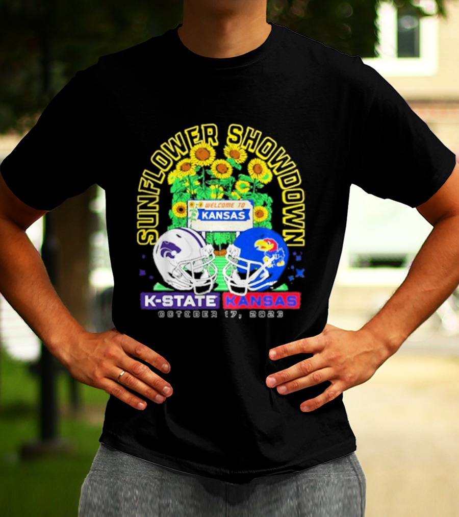 Sunflower Showdown K State Wildcats Vs Kansas Jayhawks October 17 2026 Welcome To Kansas Rivalry T-Shirt
