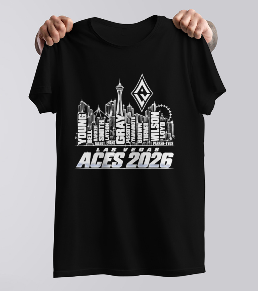 Las Vegas Aces 2026 City Skyline With Iconic Landmarks T-Shirt