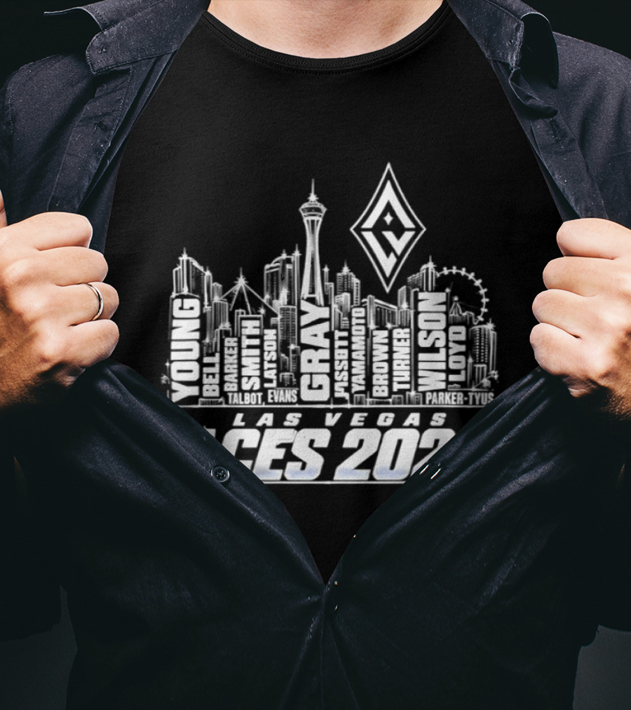 Las Vegas Aces 2026 City Skyline With Iconic Landmarks T-Shirt