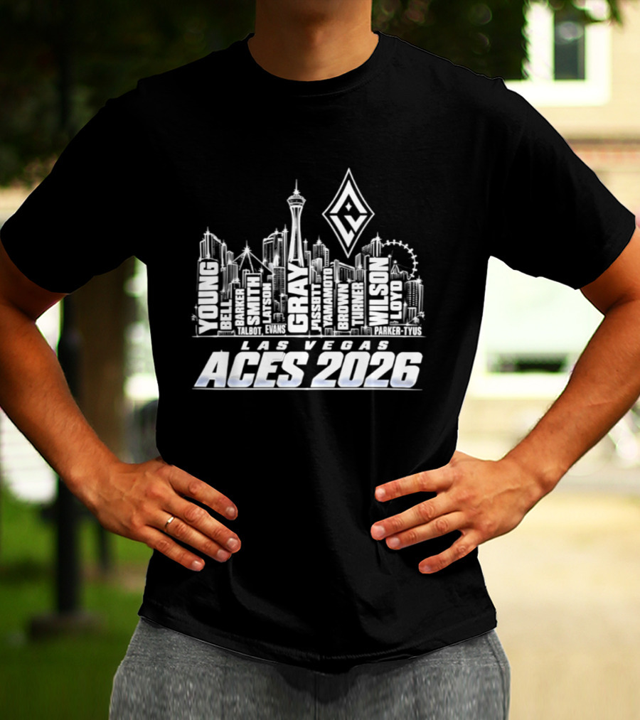 Las Vegas Aces 2026 City Skyline With Iconic Landmarks T-Shirt
