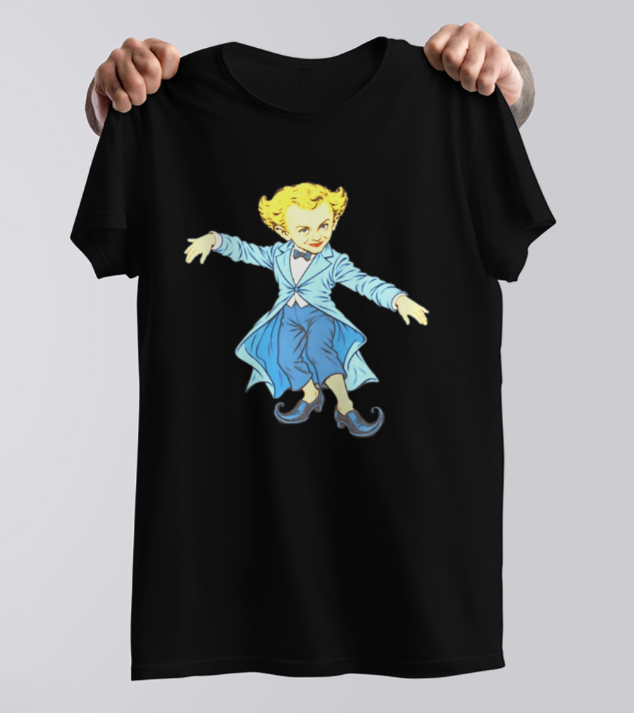 Rumpelstiltskin Tip Toe Cartoon Character In Blue Suit And Black Shoes T-Shirt