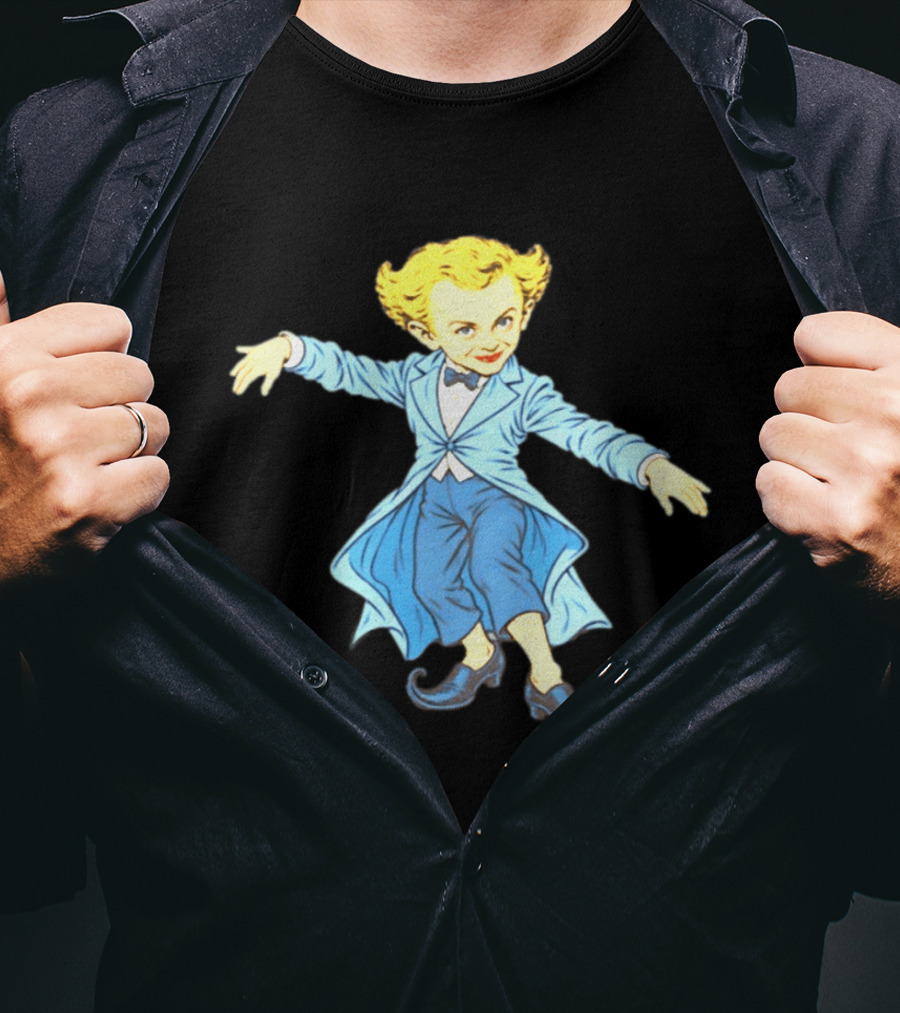 Rumpelstiltskin Tip Toe Cartoon Character In Blue Suit And Black Shoes T-Shirt