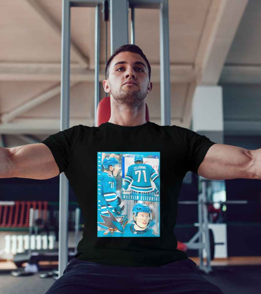 San Jose Sharks Macklin Celebrini 71 NHL 2026 All For One T-Shirt