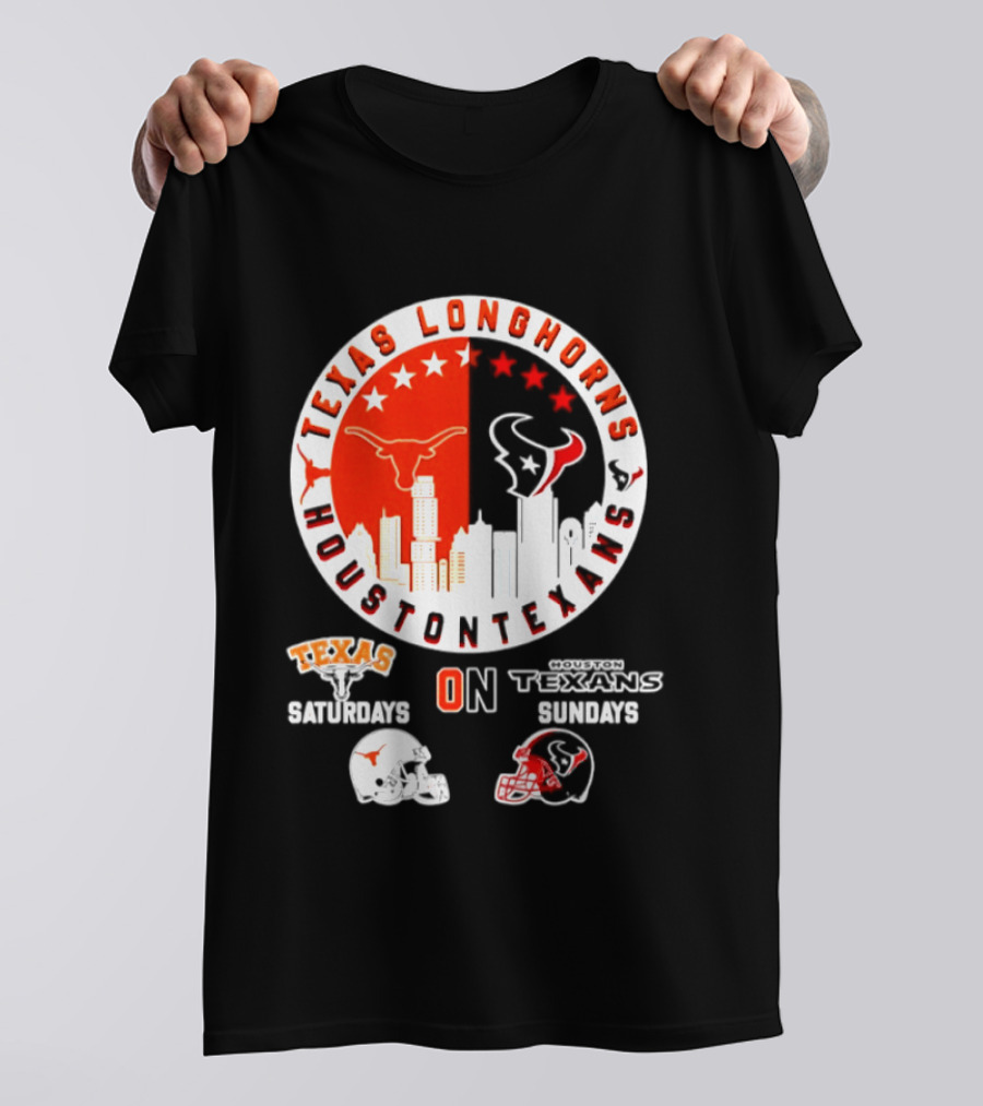 Texas Longhorns Houston Texans Saturdays Sundays Football Helmet T-Shirt