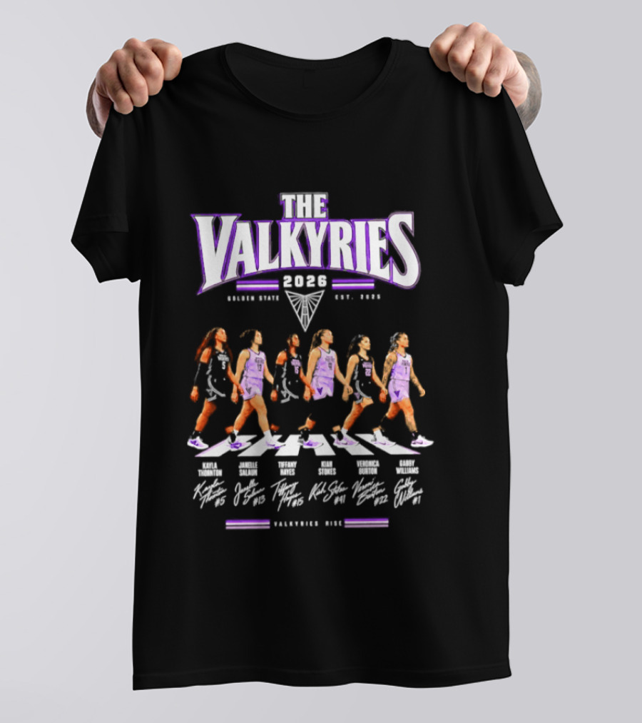 The Valkyries 2026 Golden State Players Names Abbey Road Walking T-Shirt
