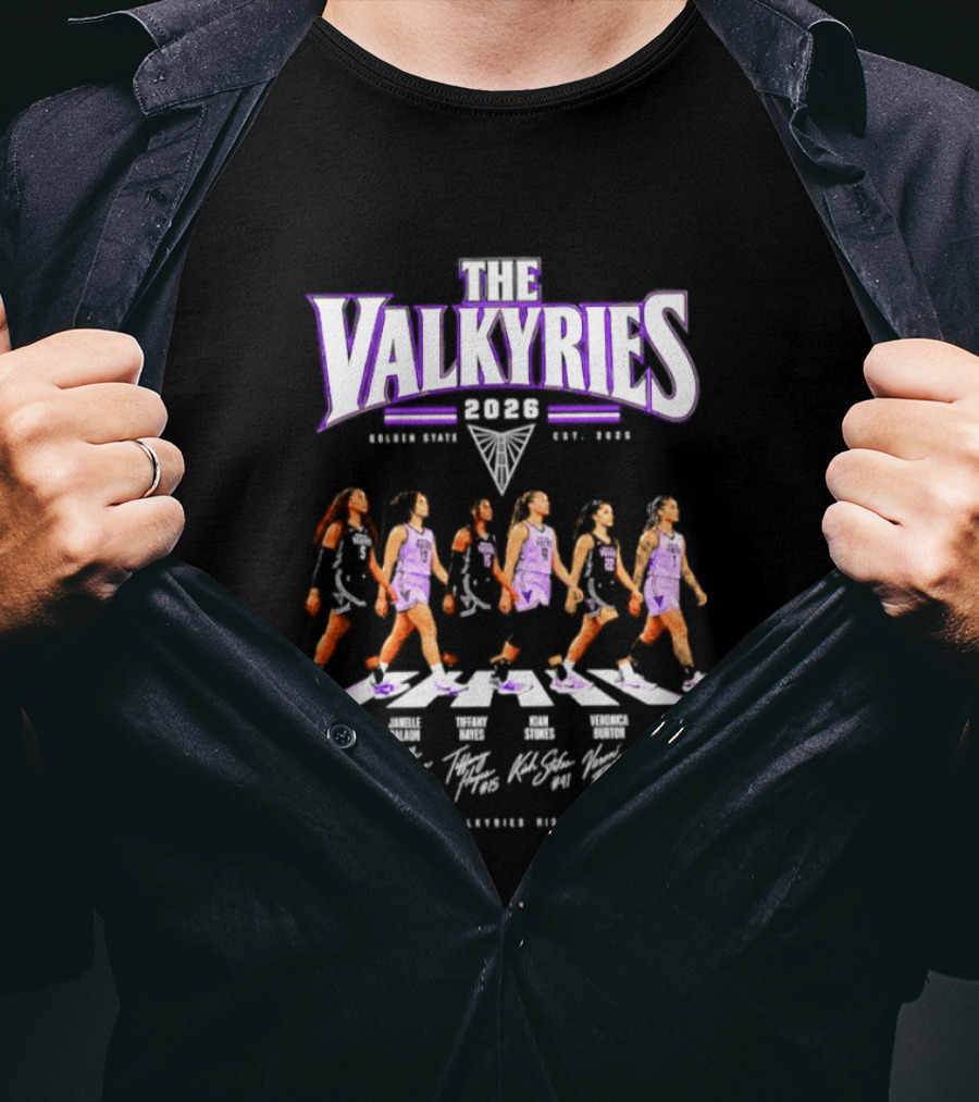 The Valkyries 2026 Golden State Players Names Abbey Road Walking T-Shirt