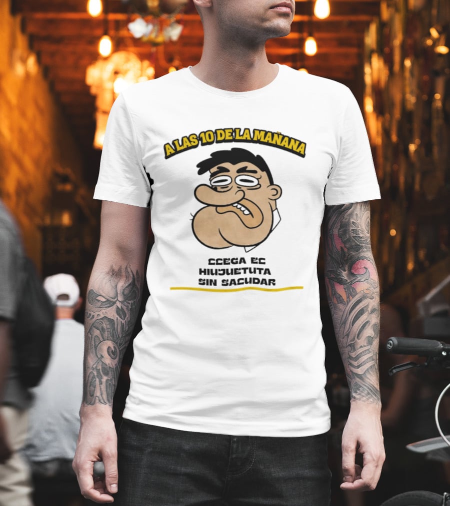 A Las 10 De La Mañana Ccega Es Hiujuetuta Sin Sacudar Swag Head Funny Cartoon Face T-Shirt