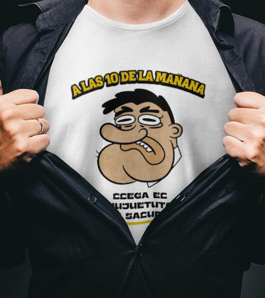 A Las 10 De La Mañana Ccega Es Hiujuetuta Sin Sacudar Swag Head Funny Cartoon Face T-Shirt