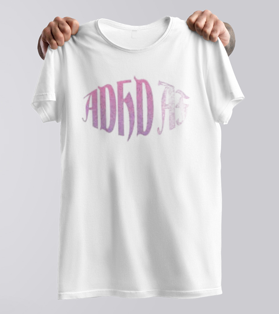 Paris Hilton ADHD AF Pink Cursive Text With Glitter Effect T-Shirt