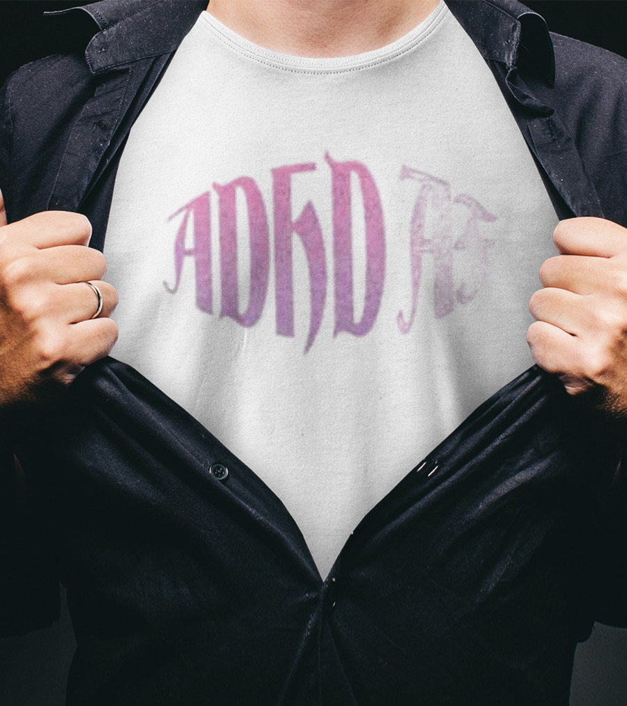 Paris Hilton ADHD AF Pink Cursive Text With Glitter Effect T-Shirt