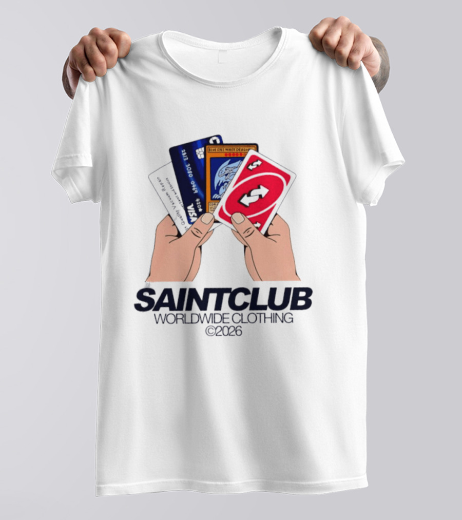 Blue Eyes White Dragon Uno Card Saintclub Worldwide Clothing 2026 T-Shirt