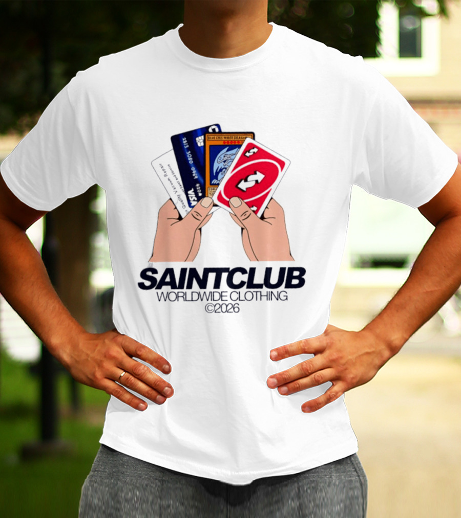Blue Eyes White Dragon Uno Card Saintclub Worldwide Clothing 2026 T-Shirt