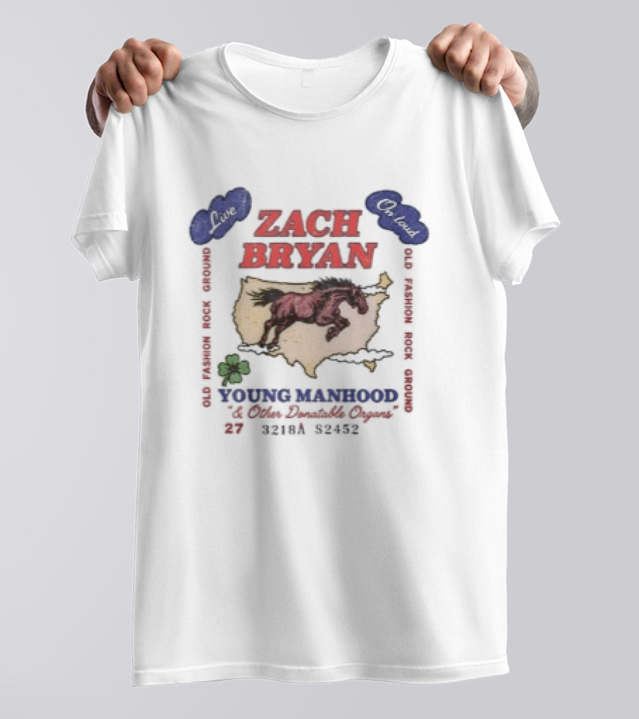 Zach Bryan Young Manhood Tour 2023 USA Map And Horses T-Shirt