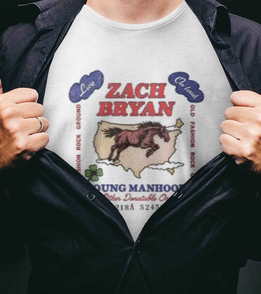 Zach Bryan Young Manhood Tour 2023 USA Map And Horses T-Shirt