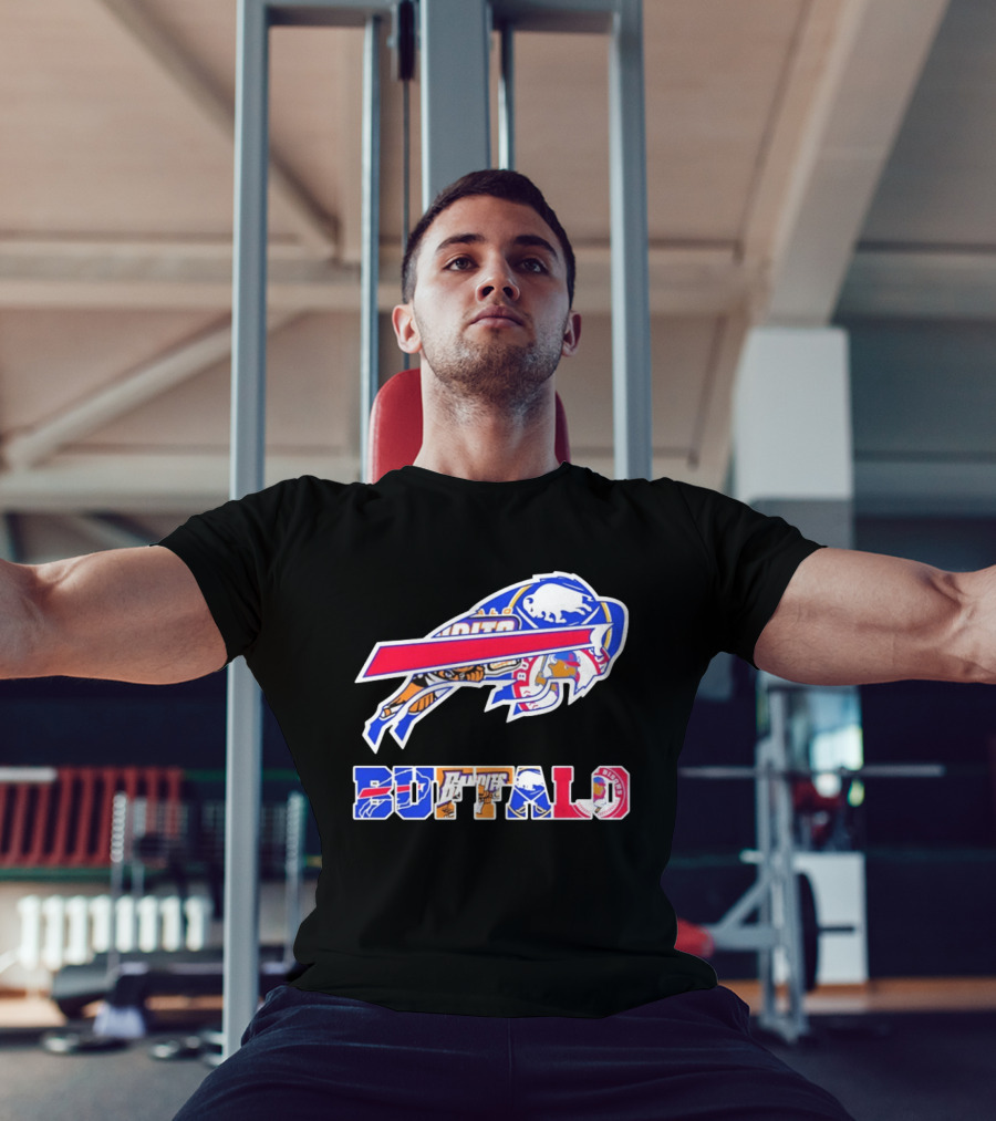 Buffalo Sabres Bandits Bisons Sports Team Logo Collage T-Shirt
