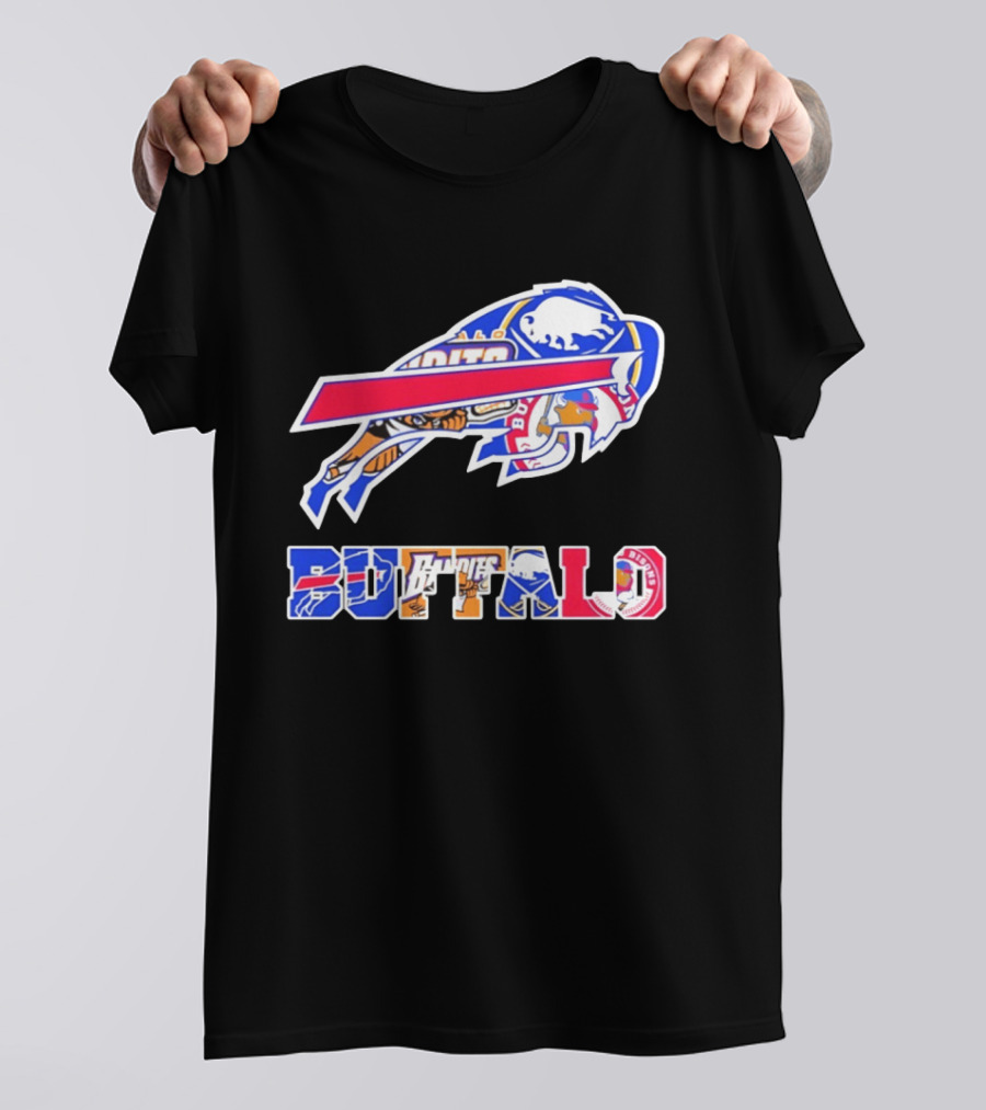 Buffalo Sabres Bandits Bisons Sports Team Logo Collage T-Shirt