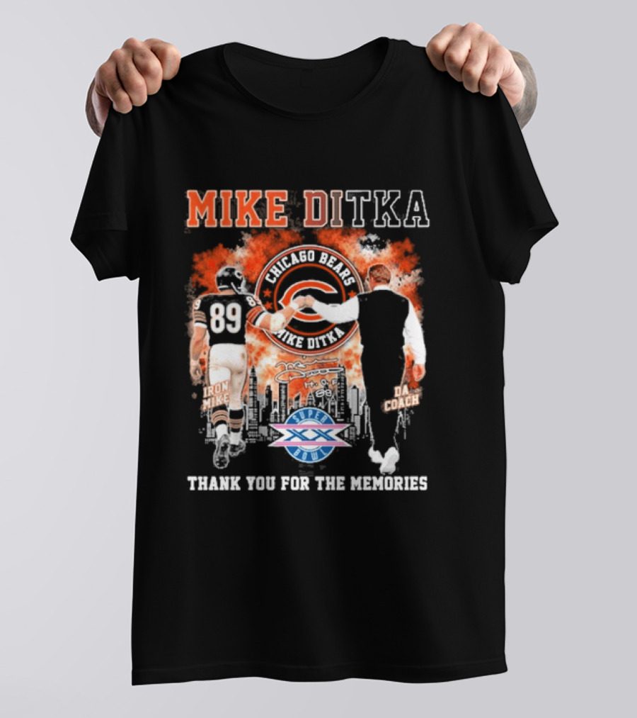 Mike Ditka Iron Mike Da Coach Super Bowl Fist Bump Thank You For The Memories T-Shirt