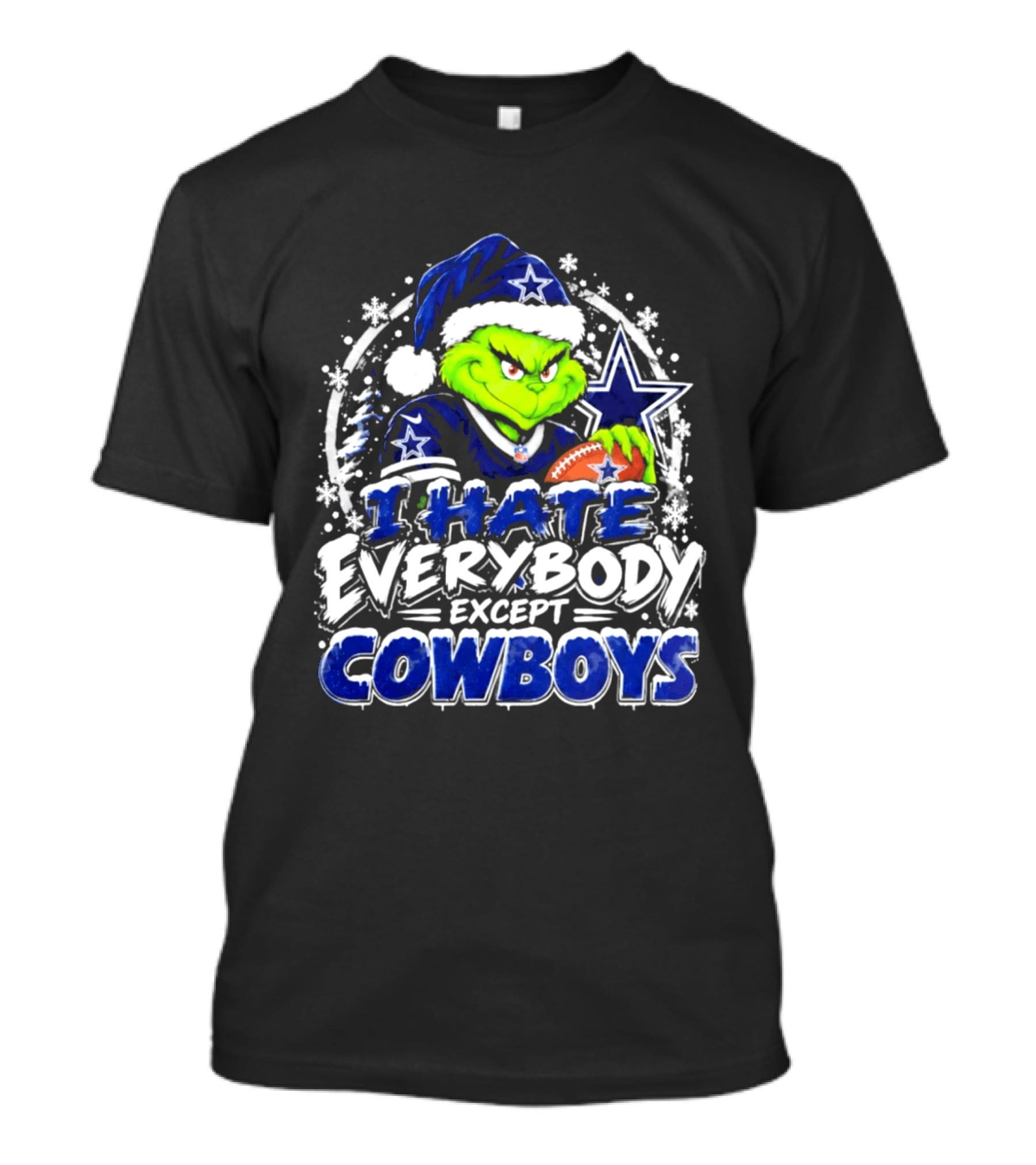 Grinch Dallas Cowboys I Hate Everybody Except Cowboys Fans Christmas T-Shirt