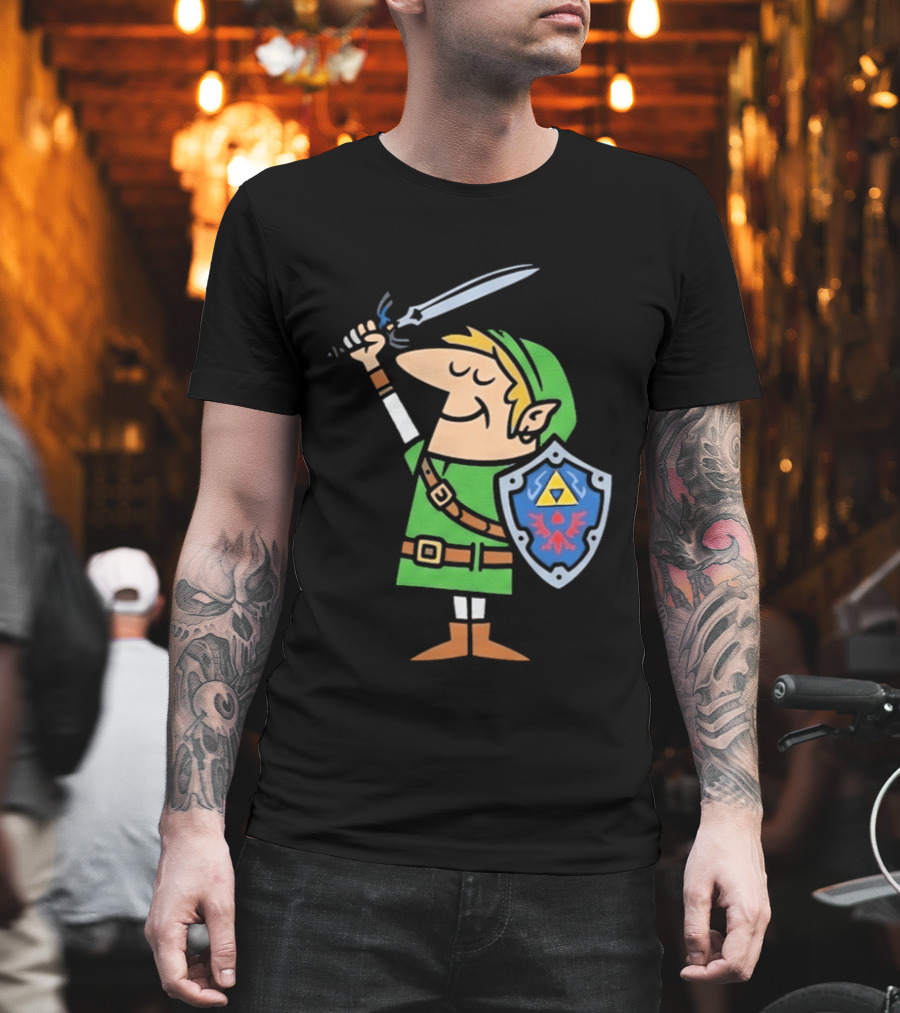 Little Caesars Link Green Zelda Shield Sword T-Shirt