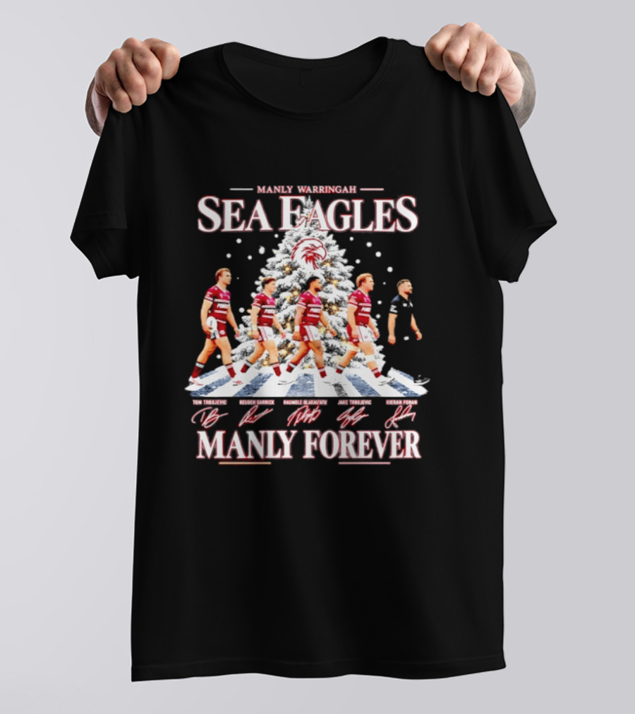 Manly Warringah Sea Eagles Manly Forever Christmas 2026 Players Signatures T-Shirt