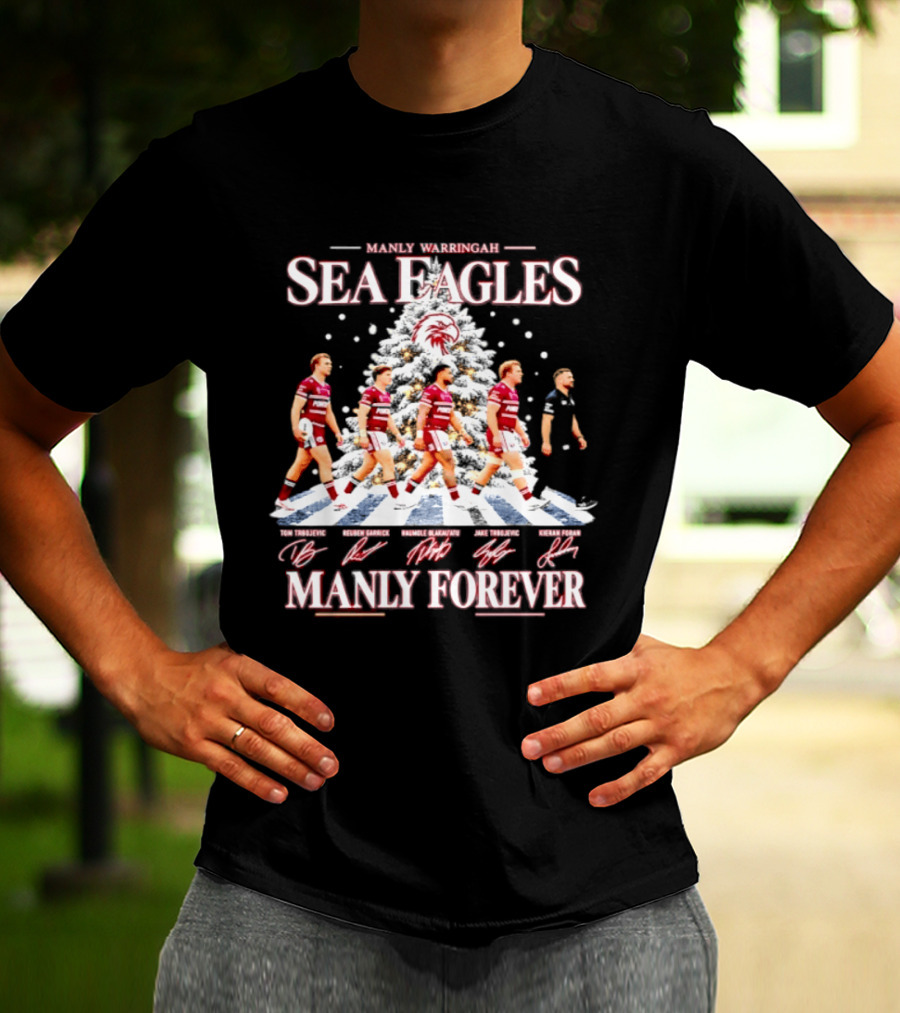 Manly Warringah Sea Eagles Manly Forever Christmas 2026 Players Signatures T-Shirt
