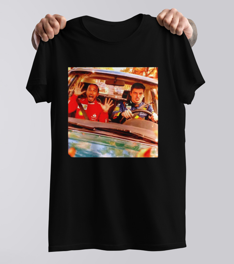 Max Verstappen Racing Scared Lewis Hamilton Passenger Scene T-Shirt
