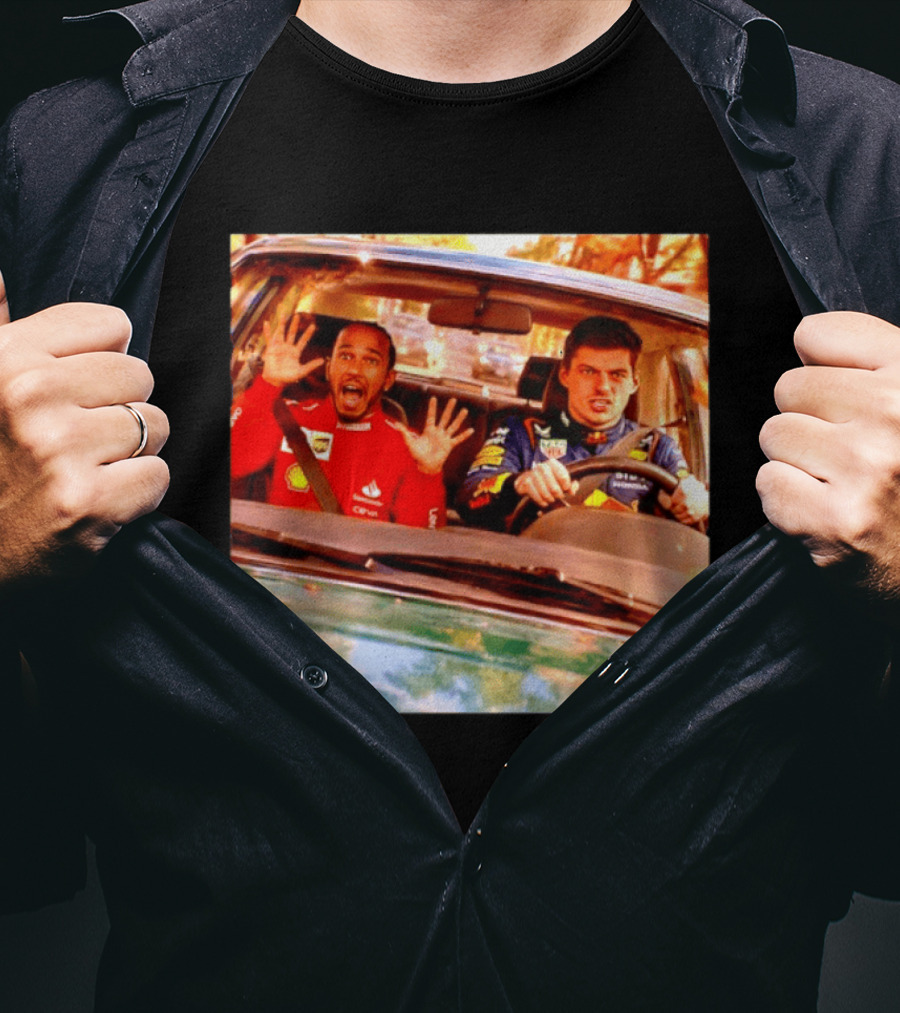 Max Verstappen Racing Scared Lewis Hamilton Passenger Scene T-Shirt