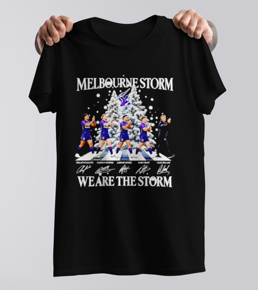 Melbourne Storm NRL 2026 Christmas Players Signatures We Are The Storm T-Shirt