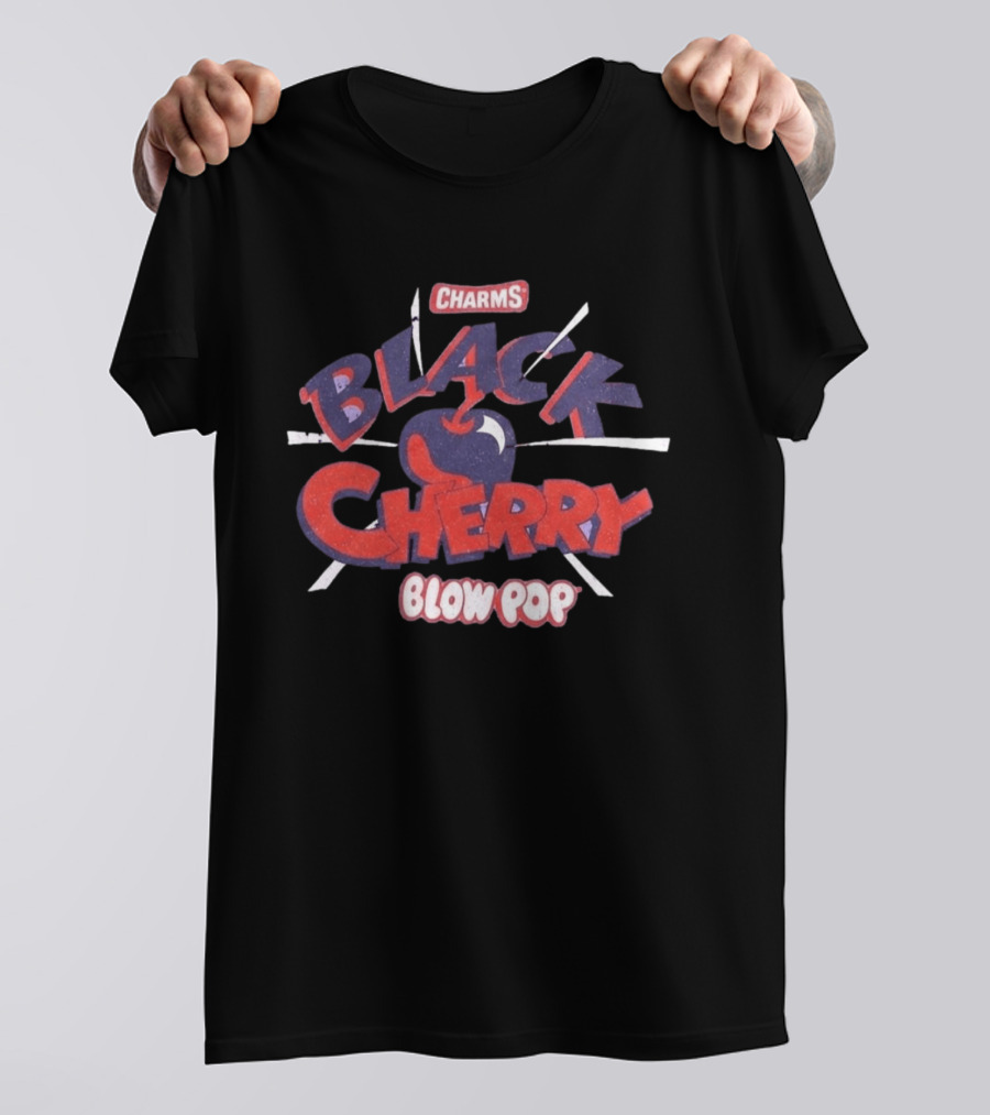 Charms Black Cherry Blow Pop Retro Design Phrases T-Shirt