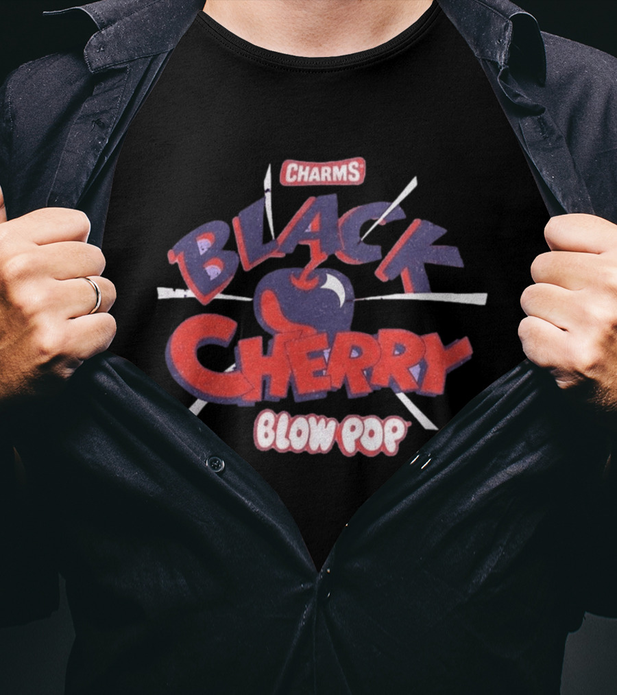 Charms Black Cherry Blow Pop Retro Design Phrases T-Shirt
