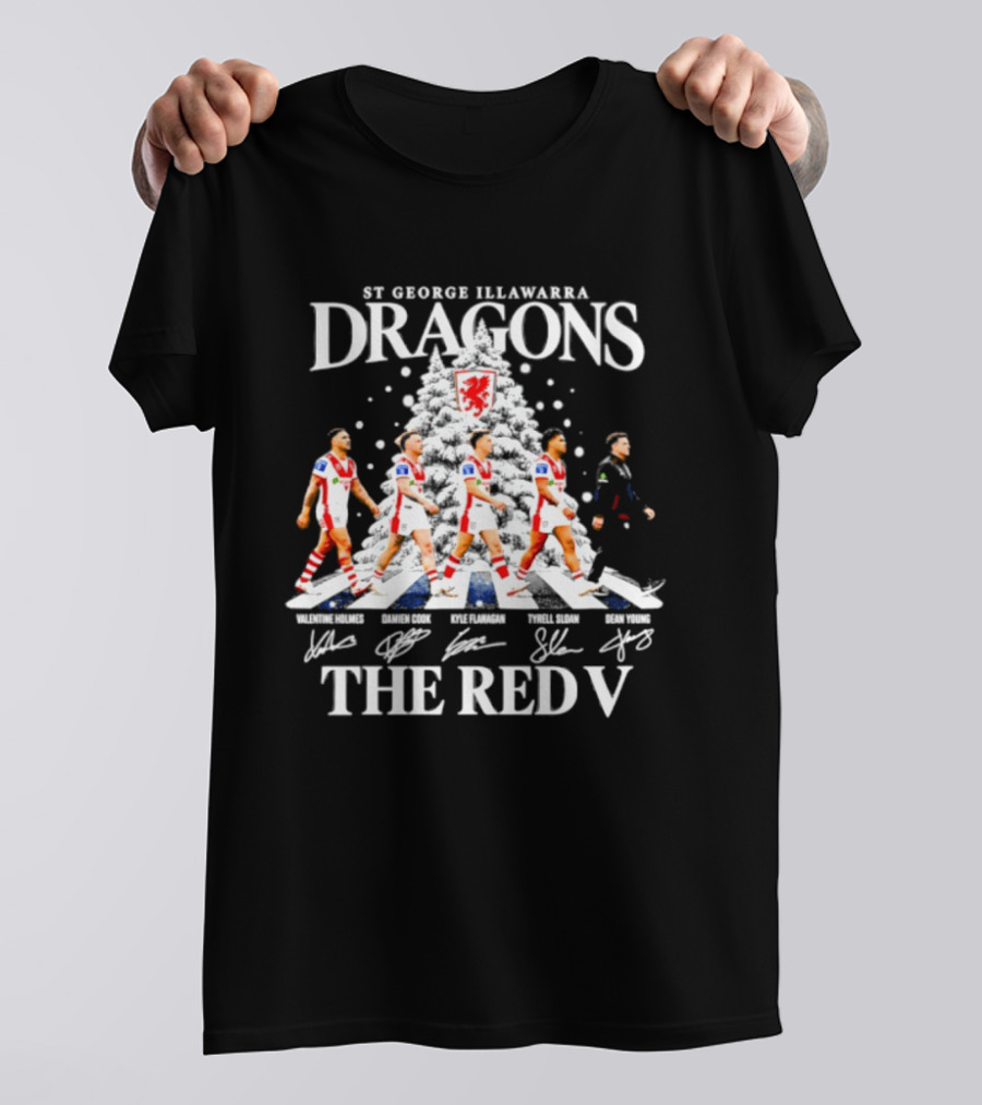 St George Illawarra Dragons NRL Christmas 2026 The Red V Players And Signatures T-Shirt