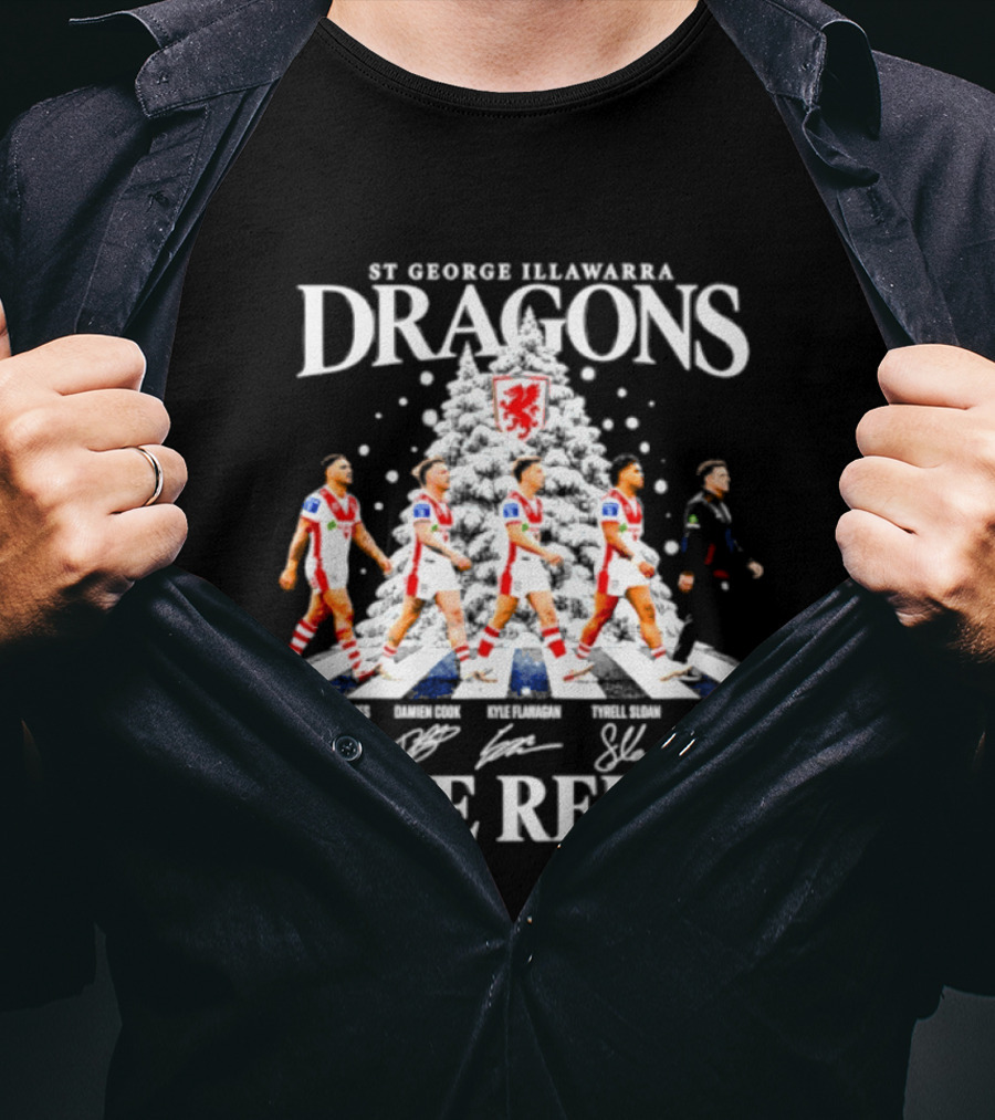 St George Illawarra Dragons NRL Christmas 2026 The Red V Players And Signatures T-Shirt