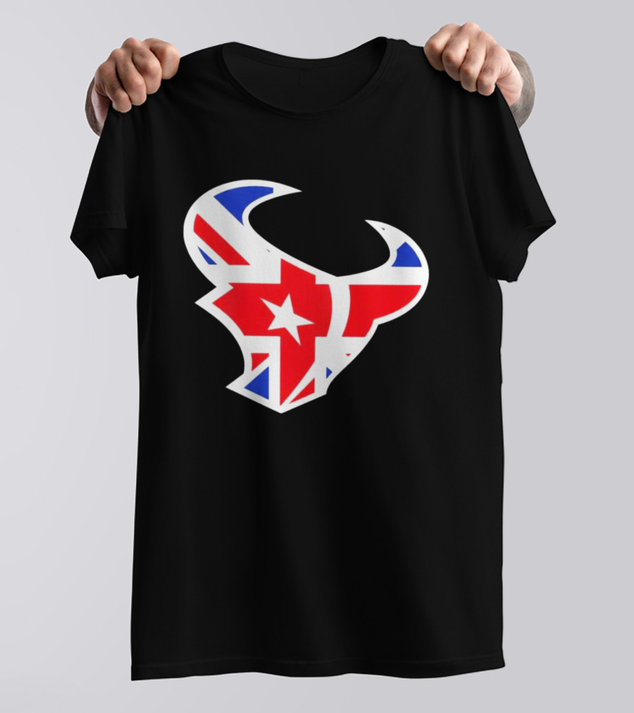 Texans British Flag Bullhead Symbol UK Team Profile T-Shirt