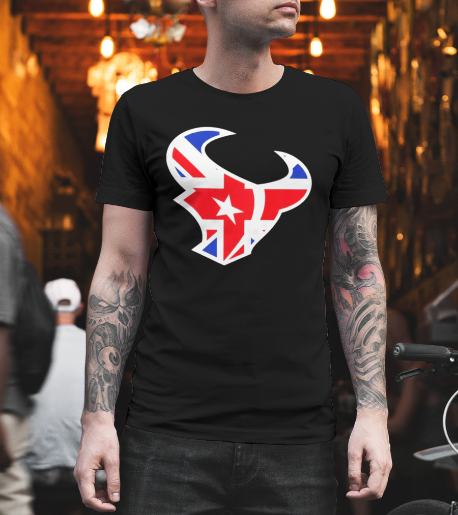 Texans British Flag Bullhead Symbol UK Team Profile T-Shirt