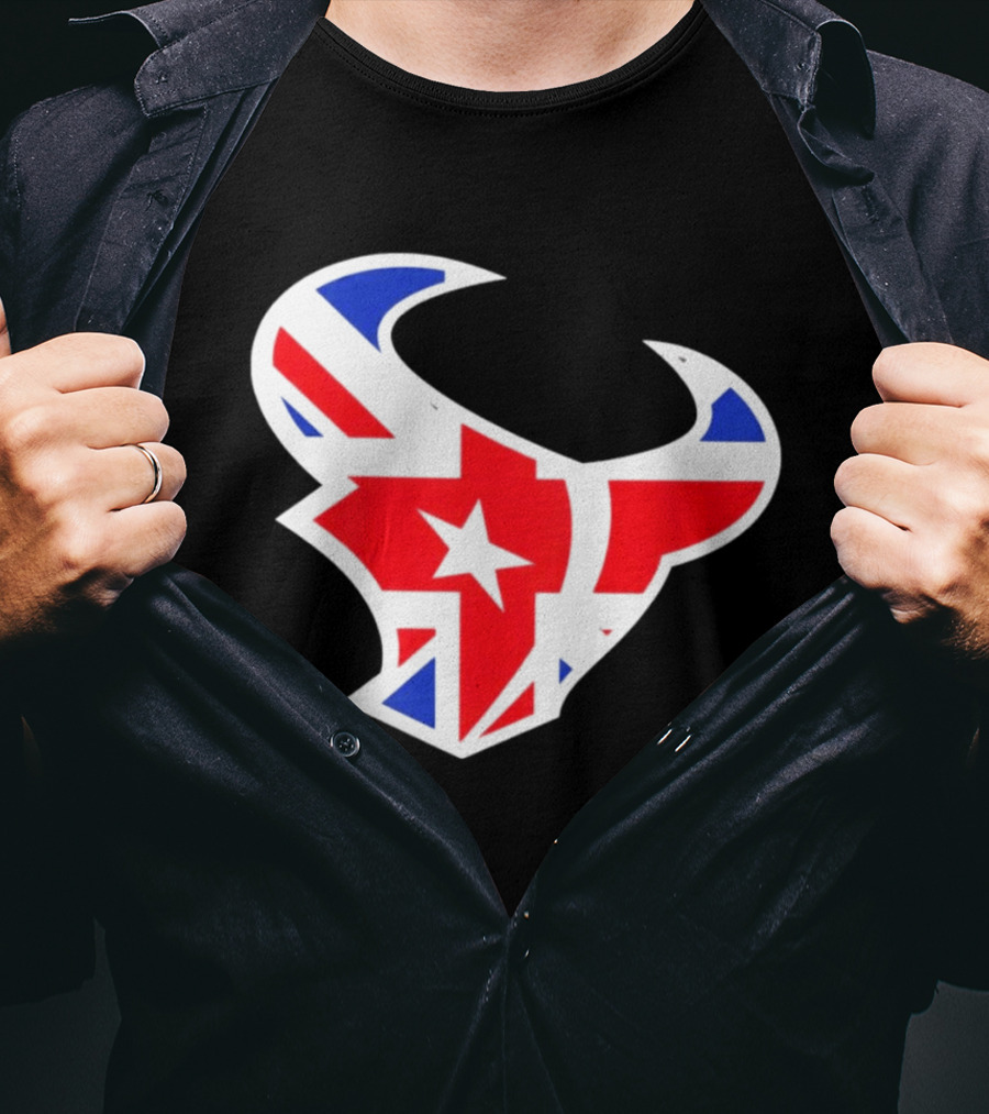 Texans British Flag Bullhead Symbol UK Team Profile T-Shirt