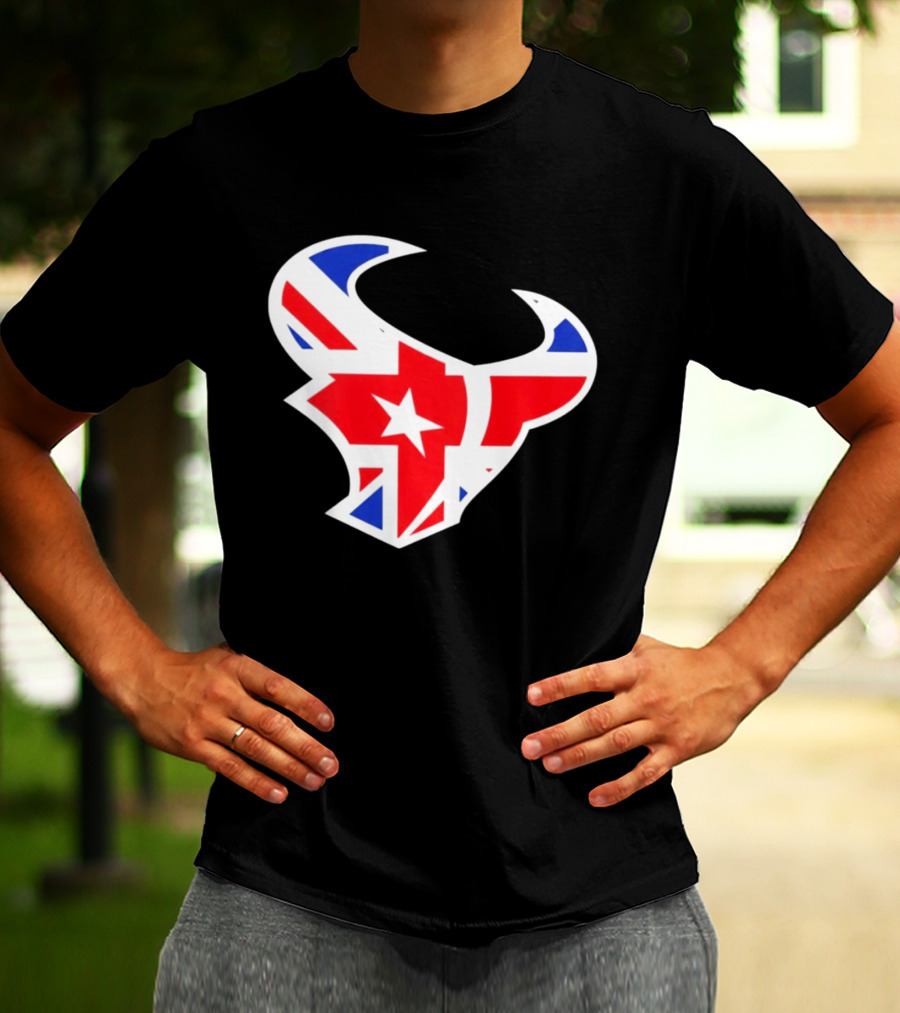 Texans British Flag Bullhead Symbol UK Team Profile T-Shirt