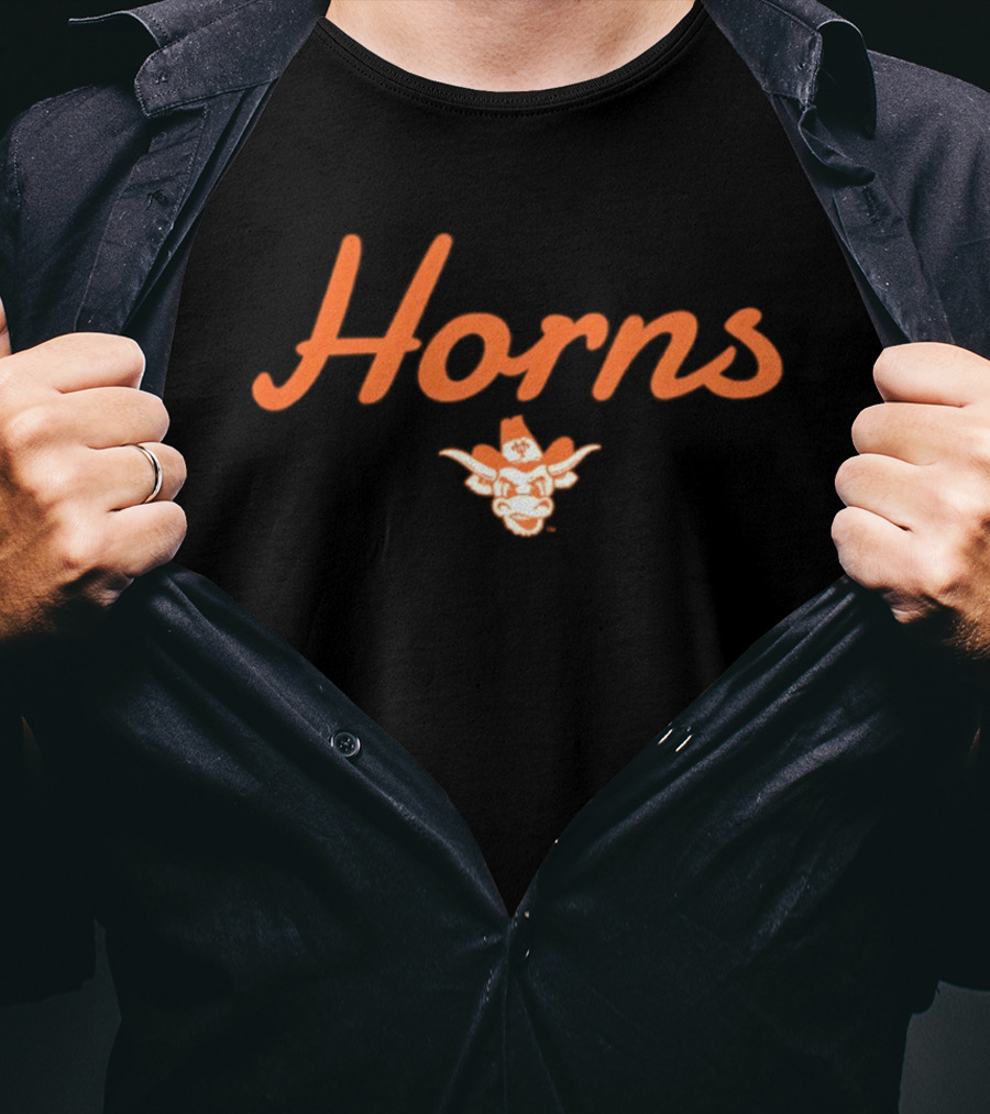 Horns Cursive Bevo Longhorn Texas Longhorns T-Shirt