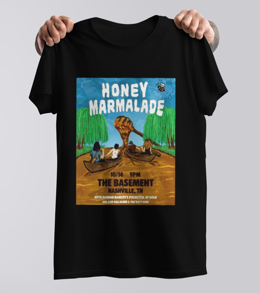 Honey Marmalade Fall Tour 2026 Nashville The Basement Halloween Event With Hannah Ramsey's Pocketful Of Gold And Cam Gallagher And The Tasty Soul T-Shirt
