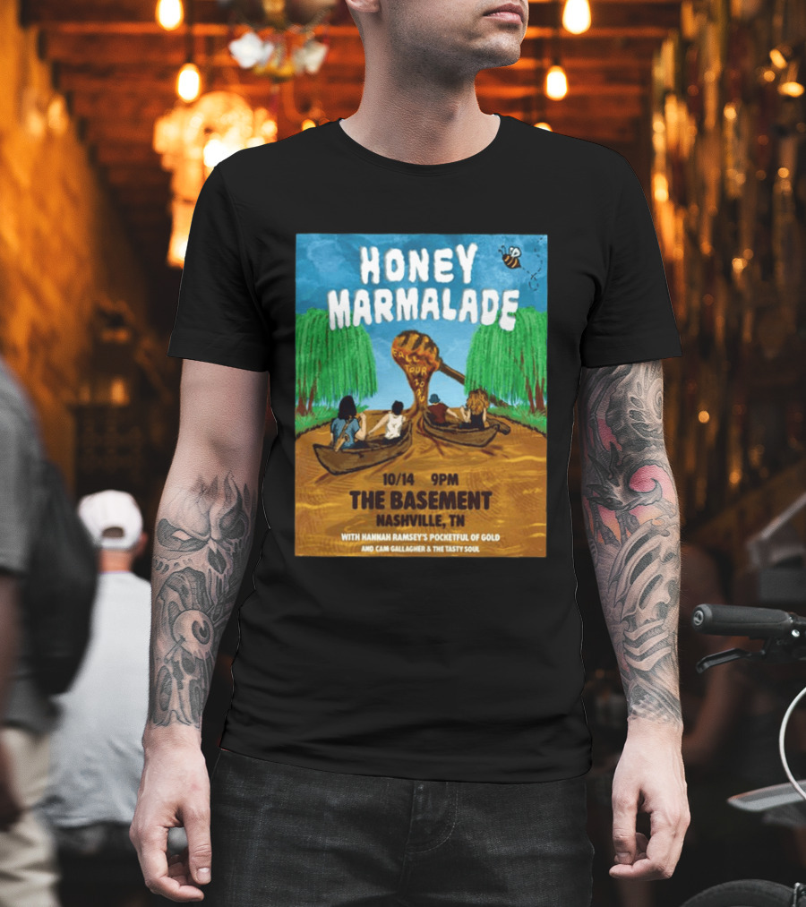 Honey Marmalade Fall Tour 2026 Nashville The Basement Halloween Event With Hannah Ramsey's Pocketful Of Gold And Cam Gallagher And The Tasty Soul T-Shirt