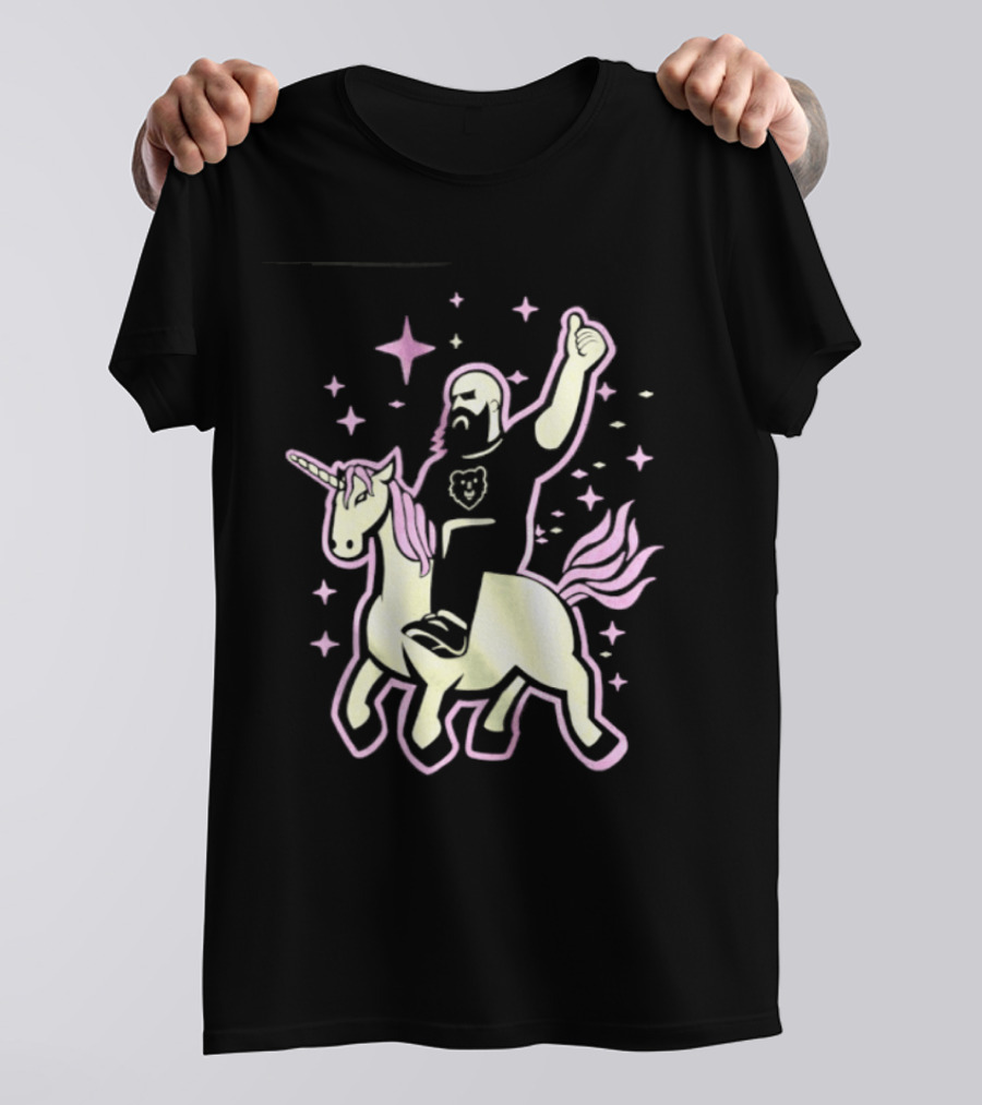 Mythic Unicorn Wrangler Bearded Man Riding Magic T-Shirt