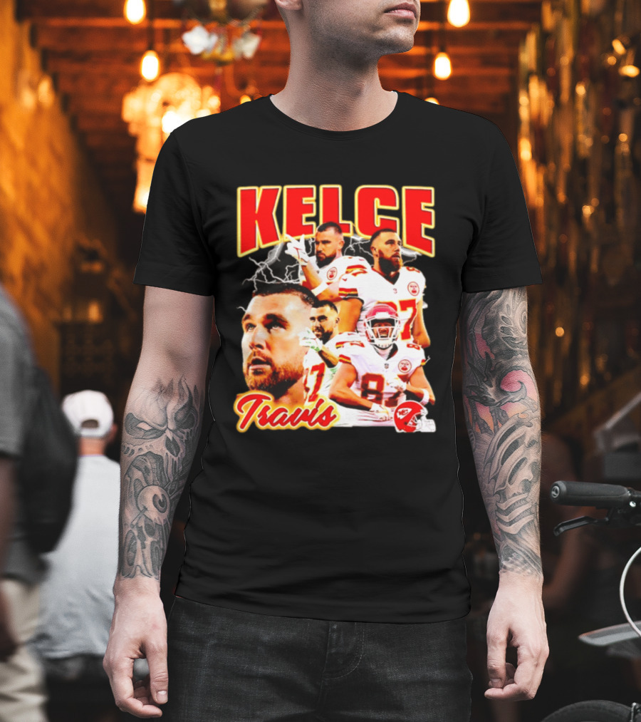Travis Kelce Kansas City Chiefs Football 90s Bootleg Retro Style Chiefs Football Kelce 87 T-Shirt
