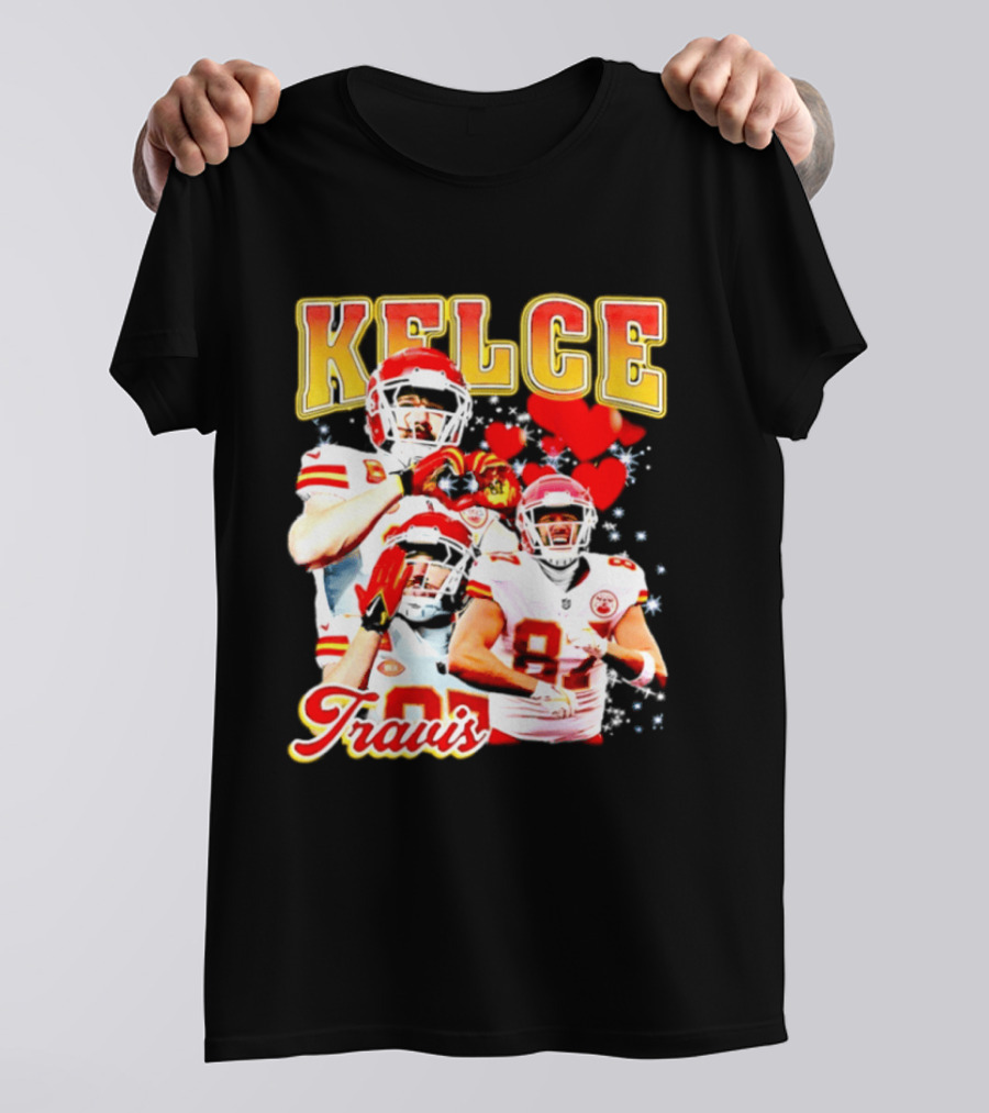 Travis Kelce Kansas City Chiefs Hand Heart Kelce 87 T-Shirt