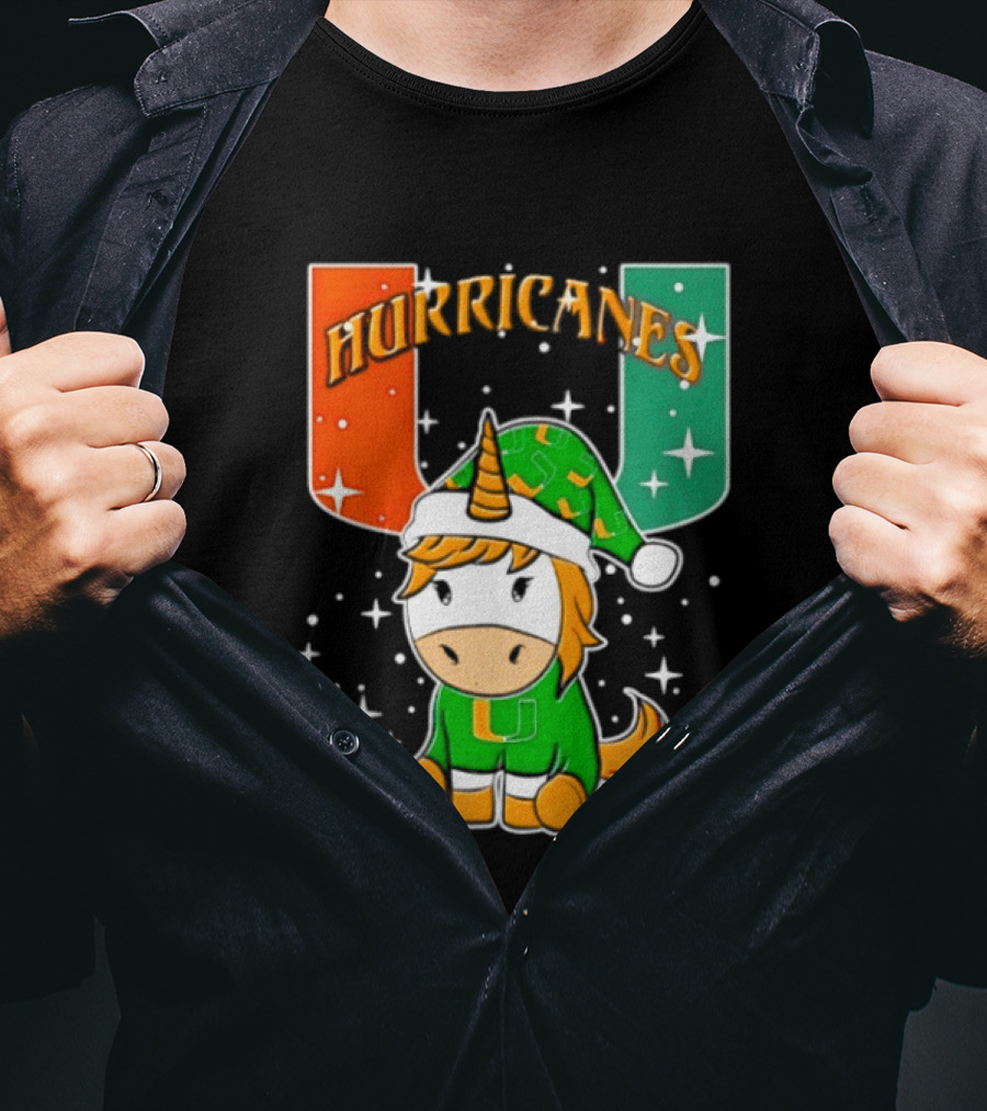 Unicorn Miami Hurricanes NCAA Christmas 2026 T-Shirt