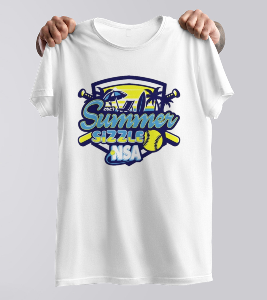 2027 Summer Sizzle NSA Fastpitch Softball Tournament Palms Beach Scene T-Shirt