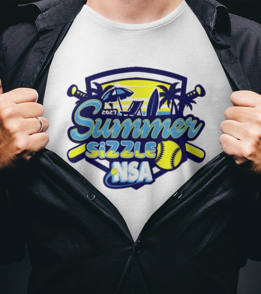 2027 Summer Sizzle NSA Fastpitch Softball Tournament Palms Beach Scene T-Shirt