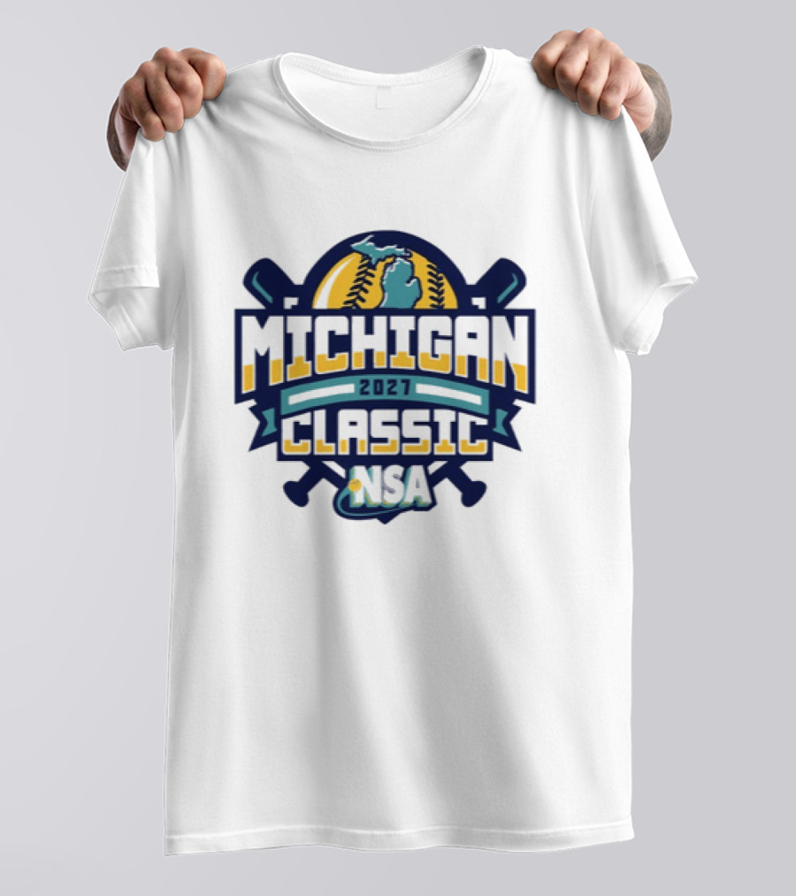 2027 Michigan Classic NSA Tournament Baseball Softball Michigan Map T-Shirt