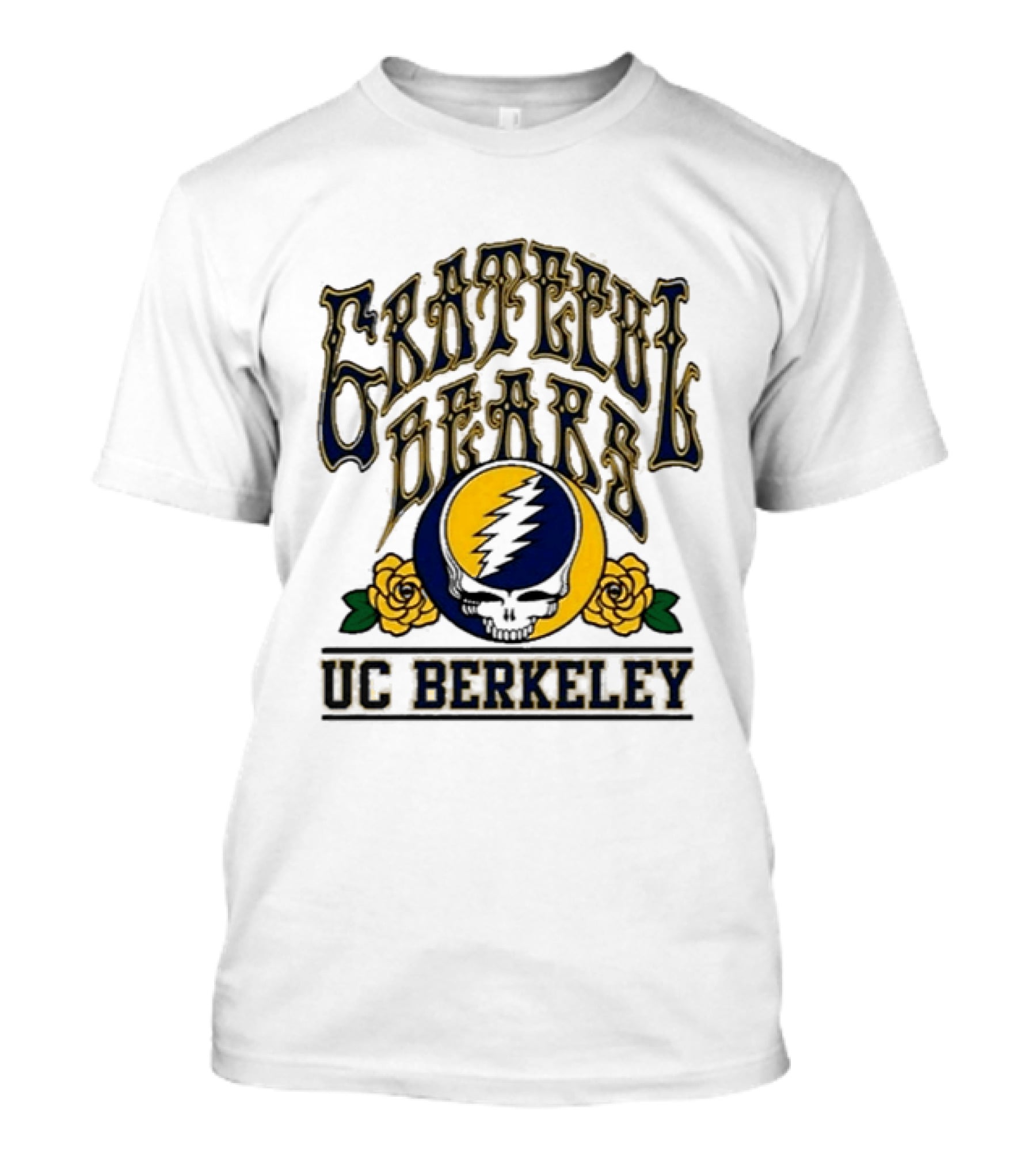 Grateful Bears Skull And Lightning Bolt Roses UC Berkeley T-Shirt