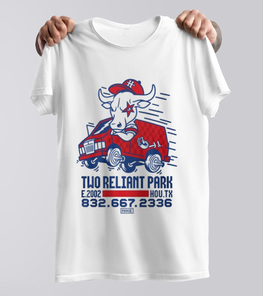 Houston Texans Two Reliant Park Bull And Red Truck E 2012 MOU.TX 832.667.2336 T-Shirt
